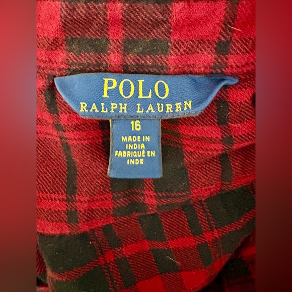Polo Ralph Lauren Girls 16 Red & Black Plaid Flannel Dress - Picture 2 of 5
